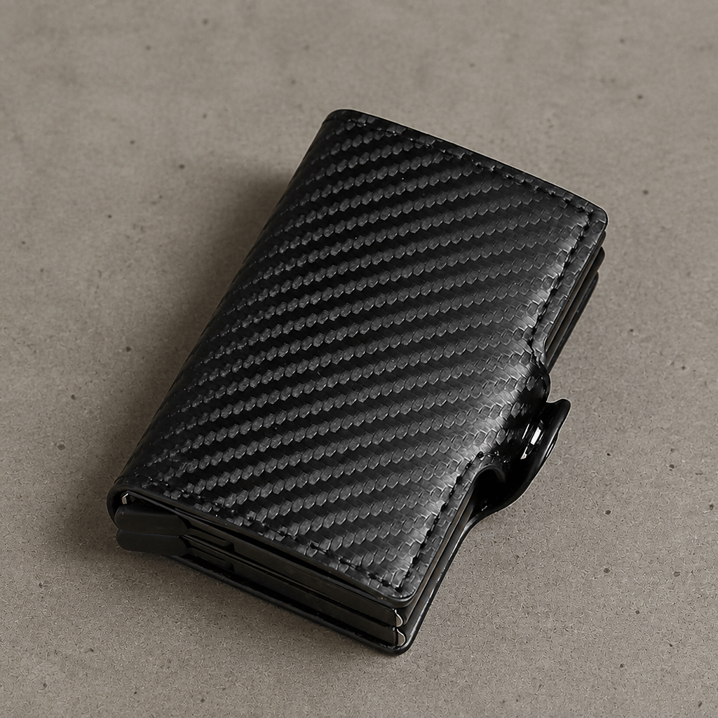 Porte-cartes homme sécurisé RFID noir carbone