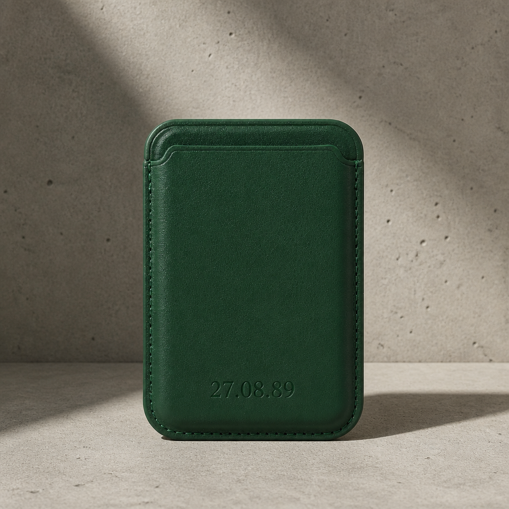 porte-cartes magsafe homme gravé vert aimanté iphone
