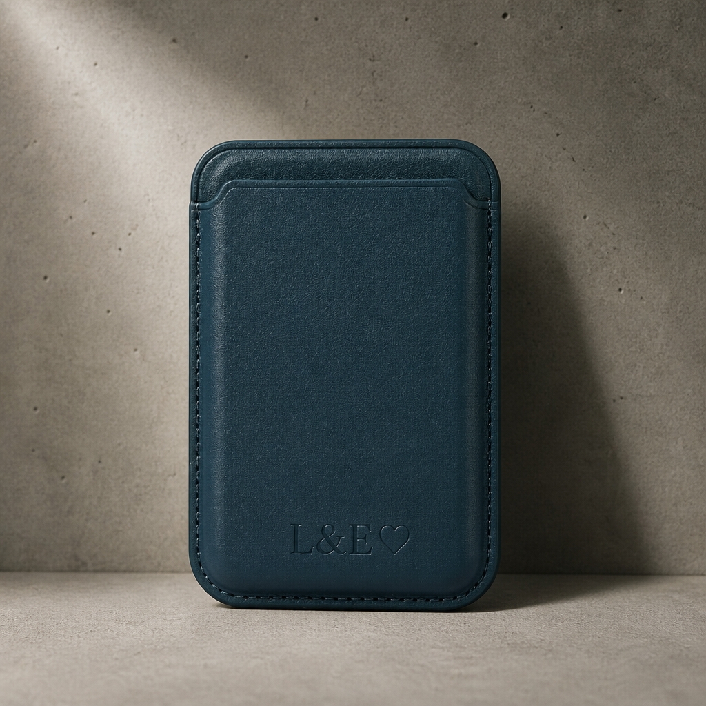 porte-cartes magsafe homme personnalisé bleu aimanté apple