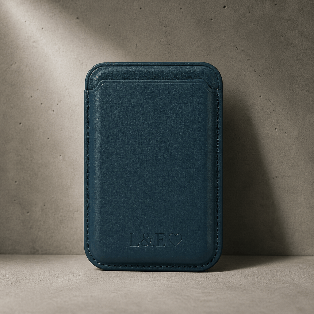 porte-cartes magsafe homme personnalisé bleu aimanté apple