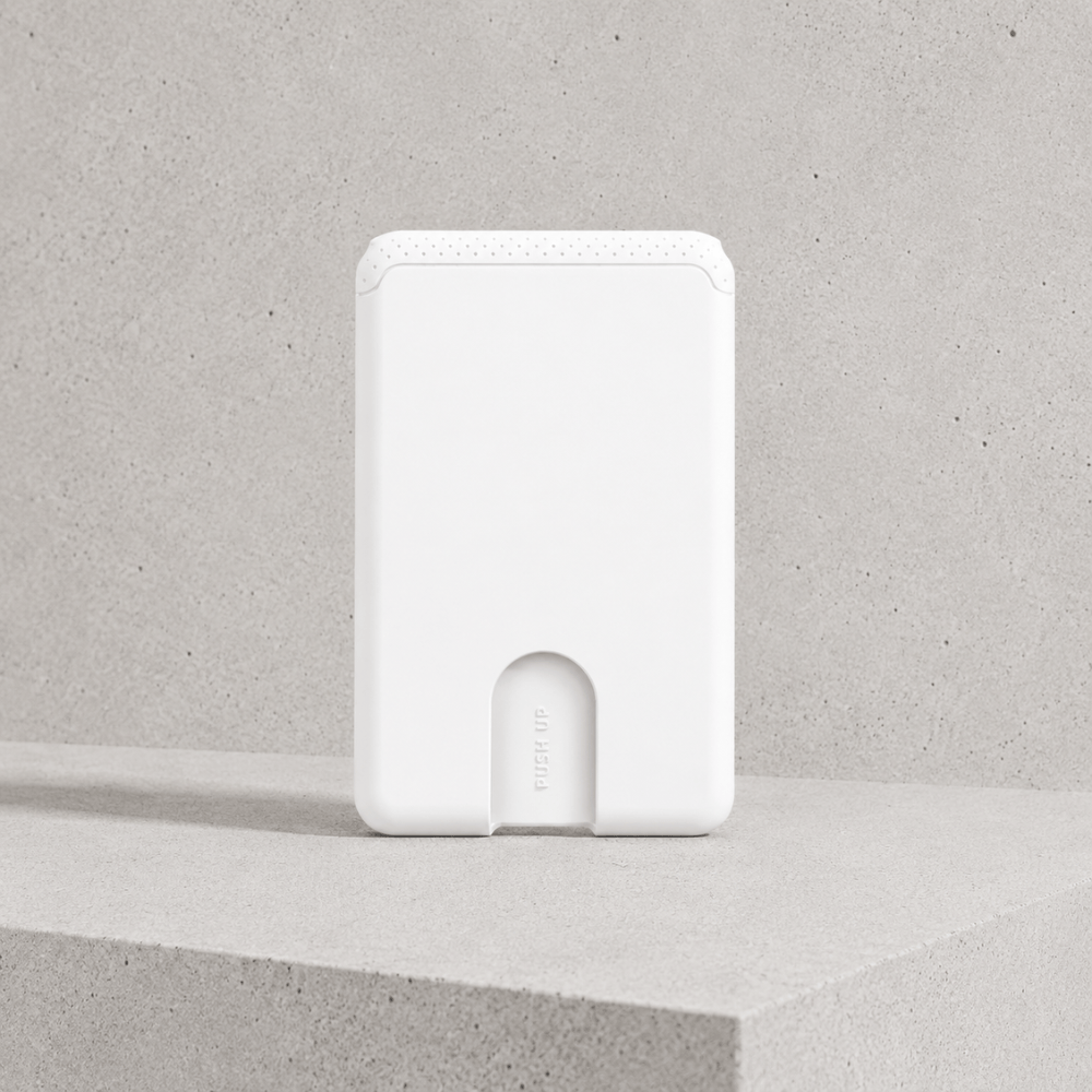 Porte-cartes téléphone adhésif blanc silicone slim