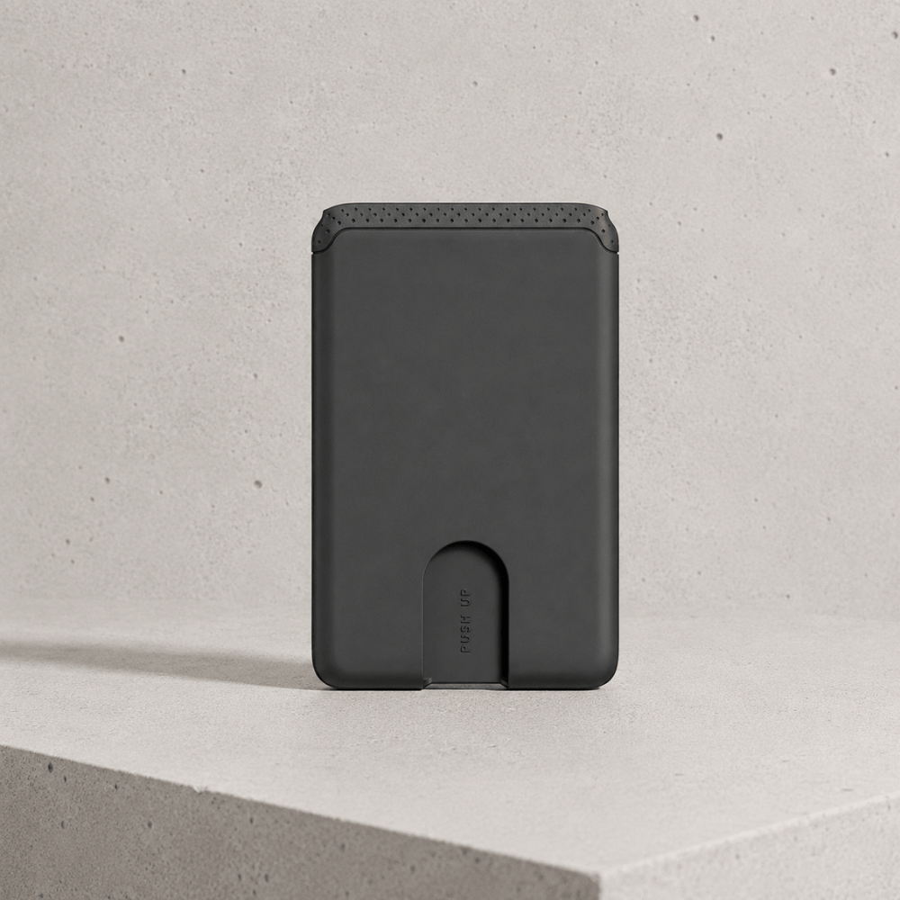 Porte-cartes téléphone adhésif noir slim silicone