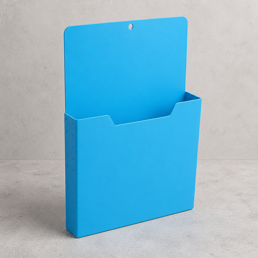 Porte-document mural magnétique A4 bleu en plastique