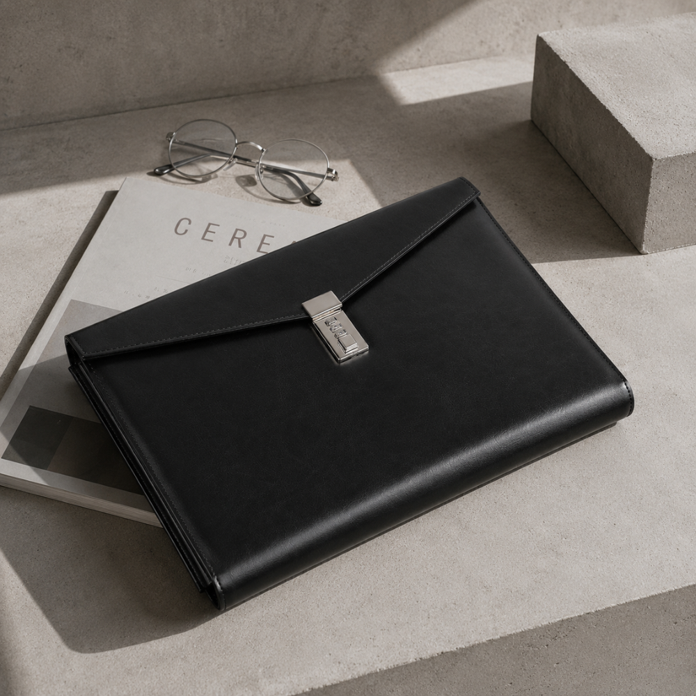 Des Finitions Exemplaires - Porte-Document Sécurisé À Code A4 En Similicuir Noir