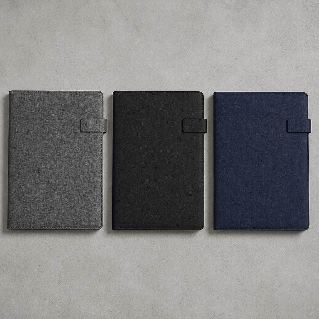 Porte-document en toile en trois coloris : gris, noir et bleu marine