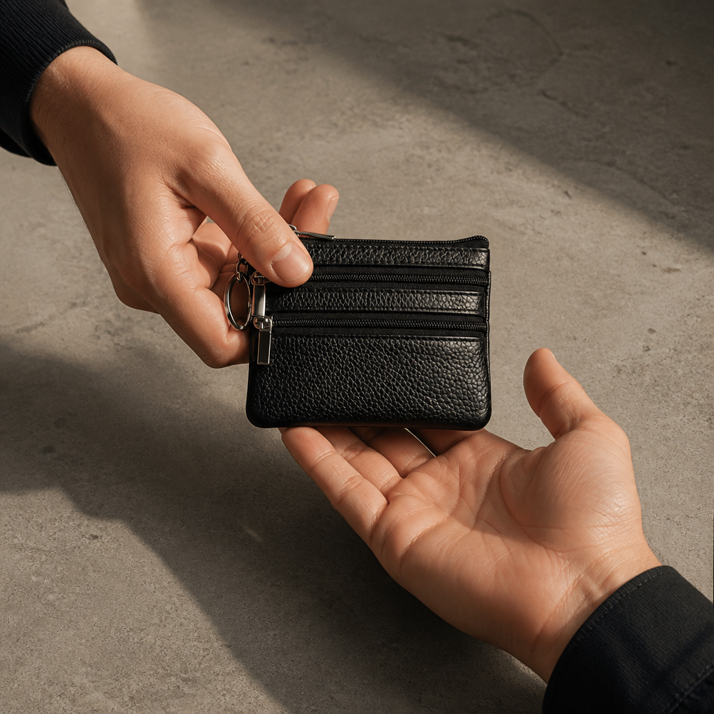Idée cadeau, porte-monnaie homme en cuir offert à un homme