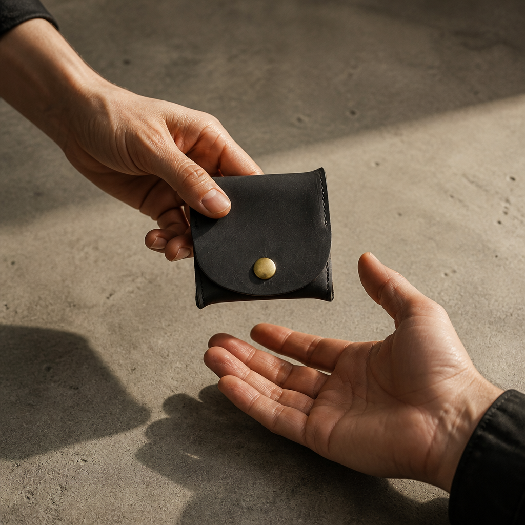 Idée cadeau, porte-monnaie japonais en cuir offert à un homme