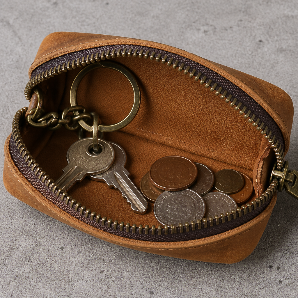 Des Finitions Exemplaires - Porte Monnaie Rétro Homme Zippé Aspect Vieilli