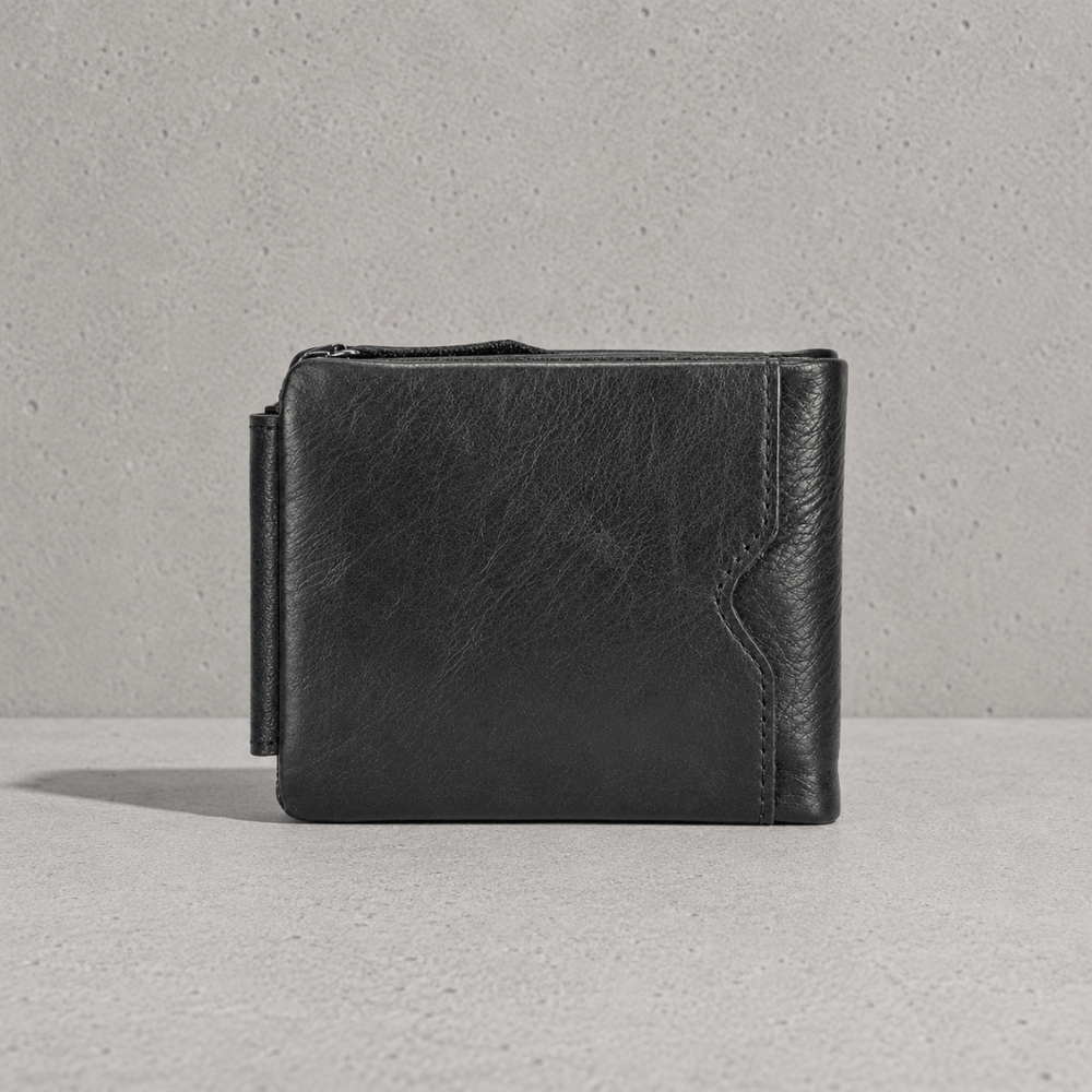 Dos du portefeuille cuir homme personnalisé noir compact