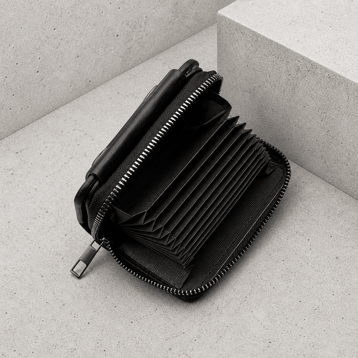 portefeuille homme accordéon noir cartes en éventail anti rfid
