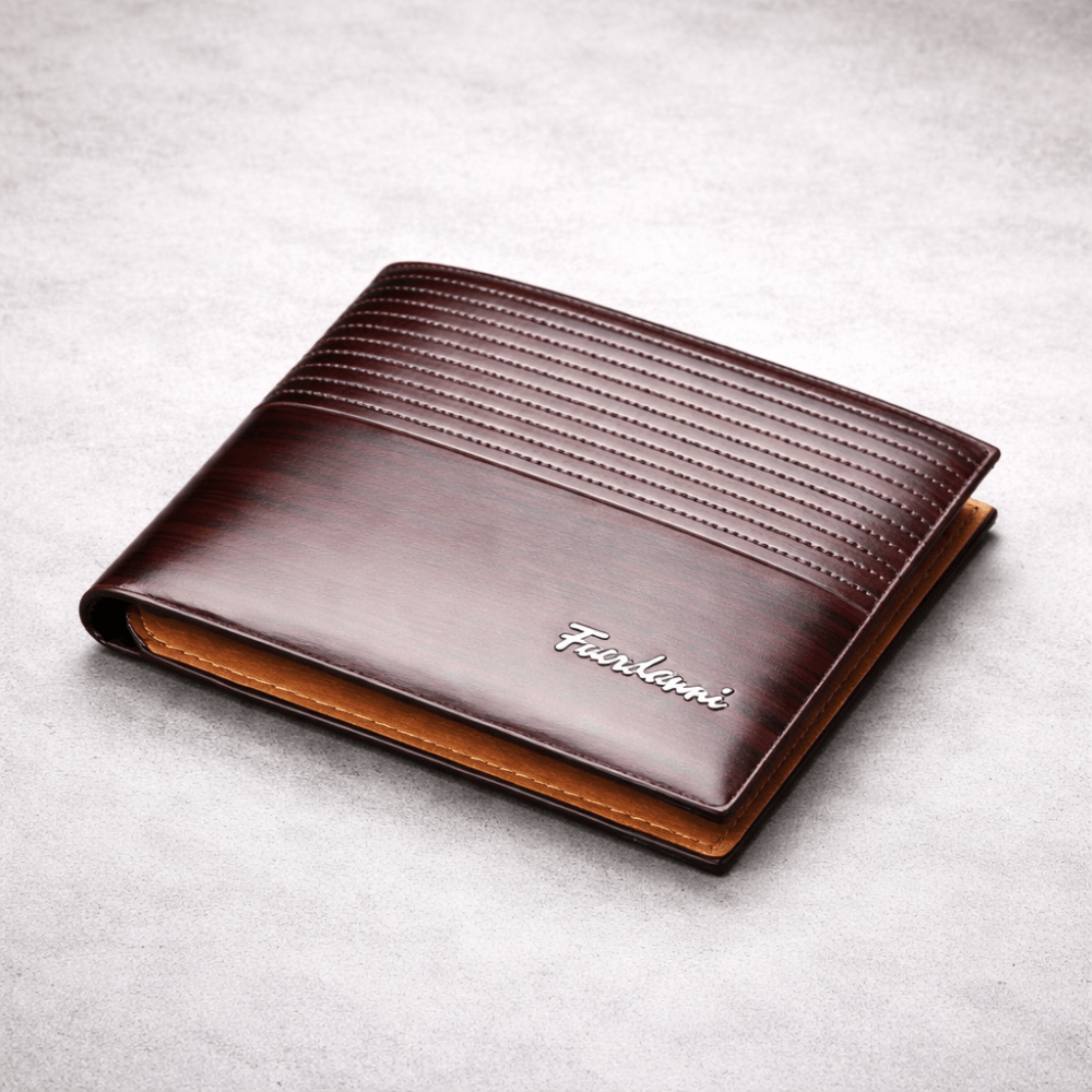 Portefeuille homme cafe similicuir vintage 2 volets