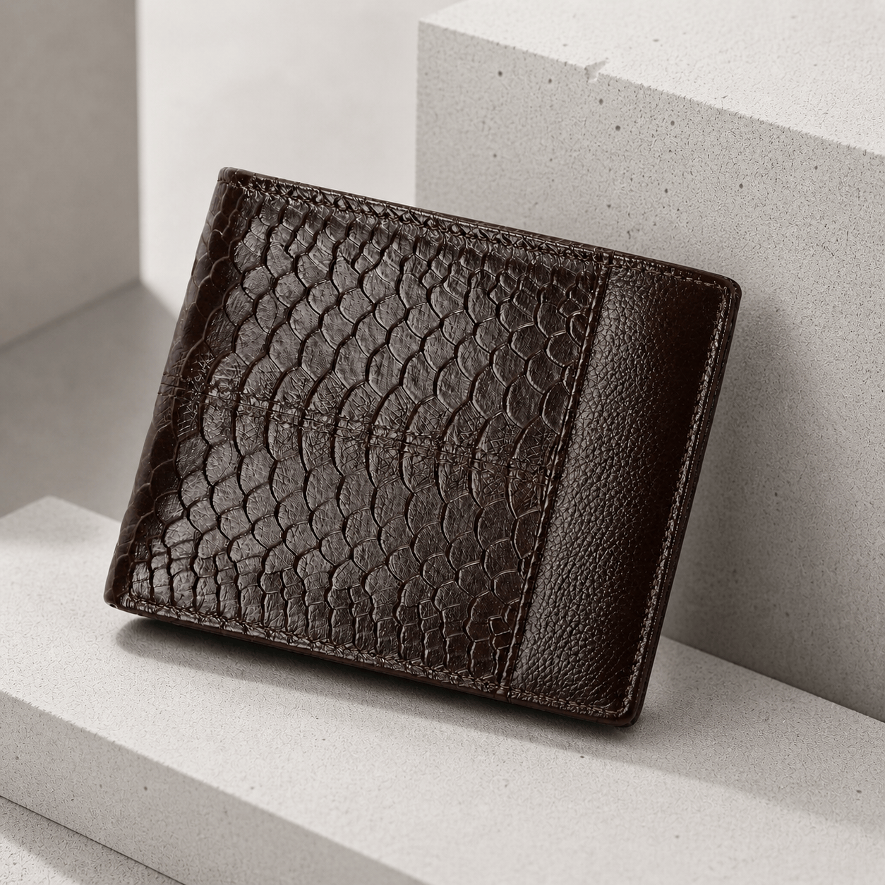 portefeuille homme cuir véritable vachette marron foncé
