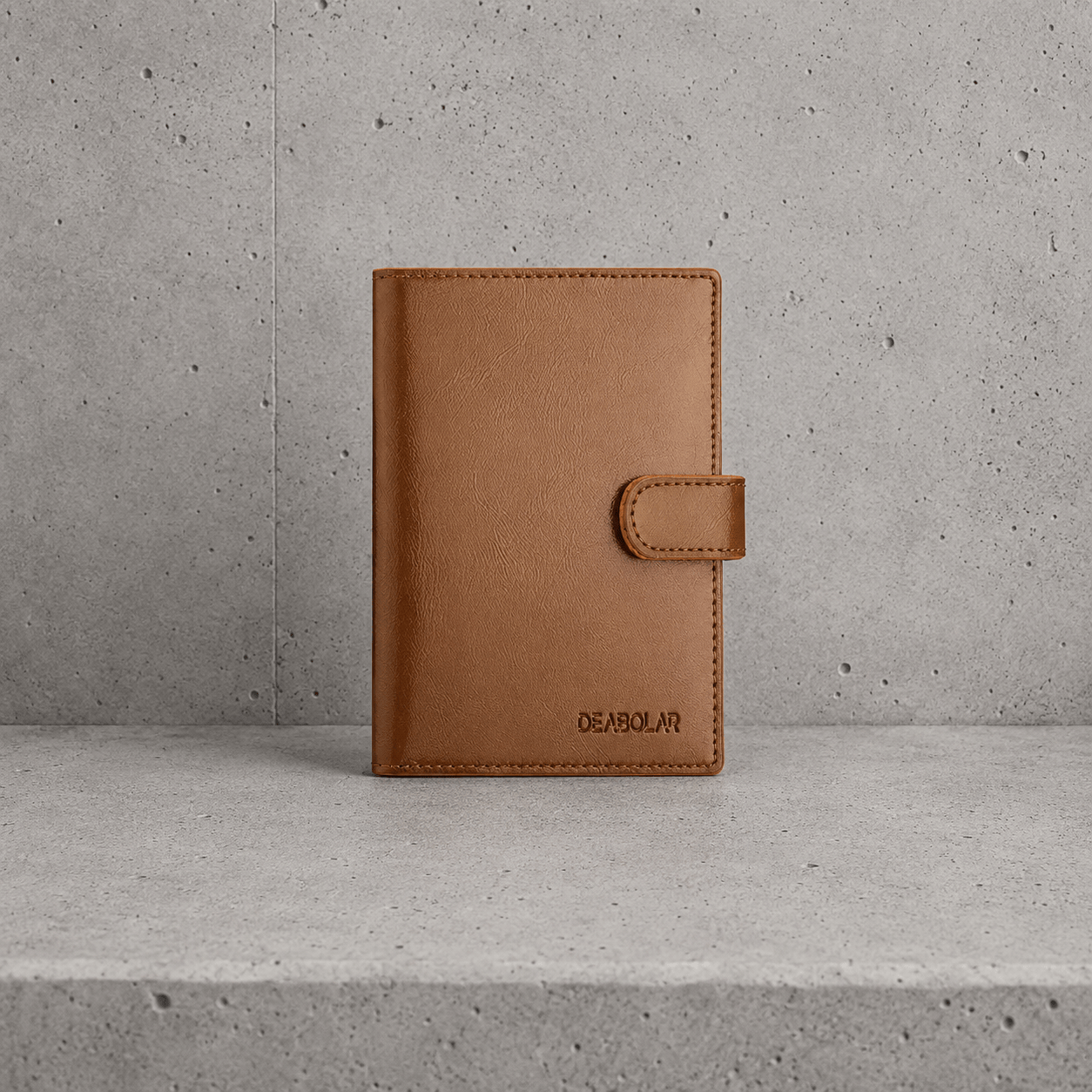 Portefeuille homme passeport voyage camel grand format en similicuir