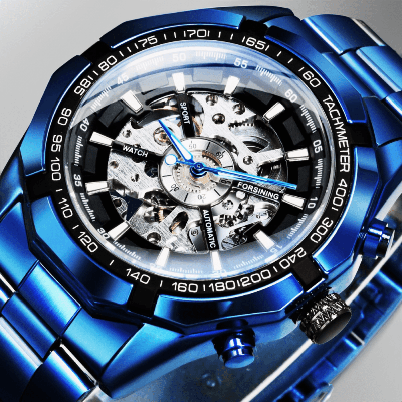 Montre Squelette Automatique Bleu