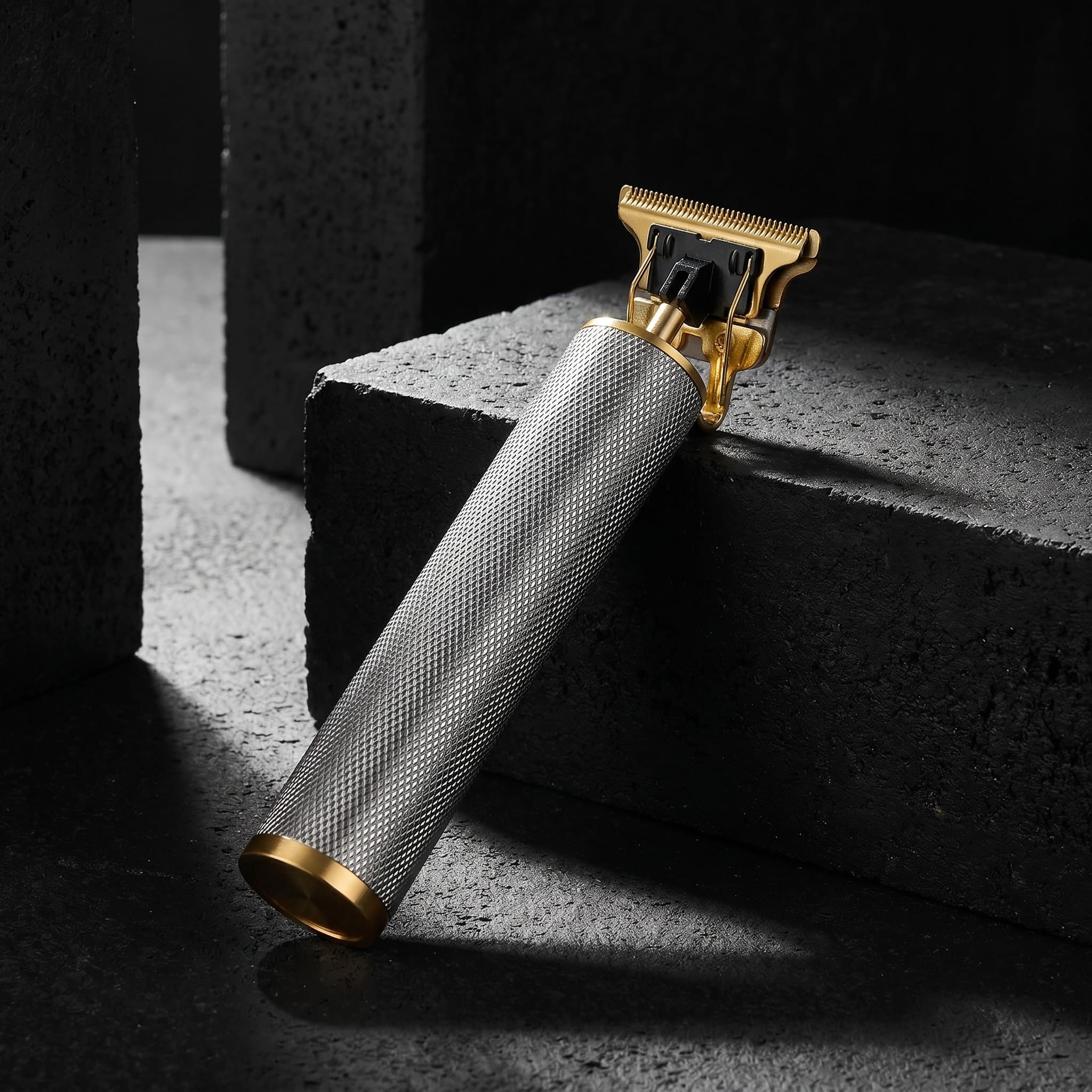 Tondeuse cheveux barbe homme argent avec lame dorée