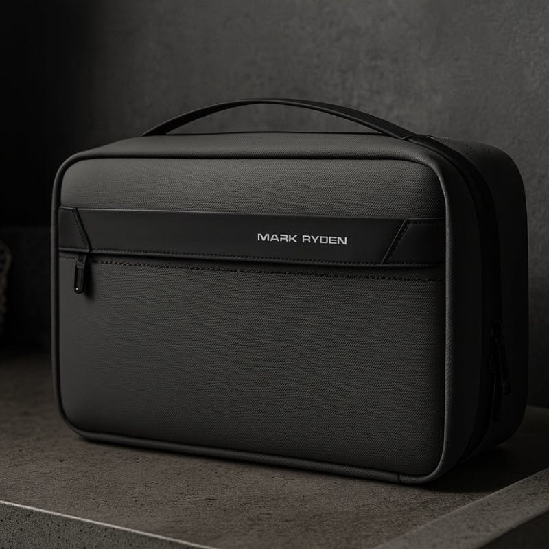 trousse de toilette homme cuir voyage compact noire 26cm