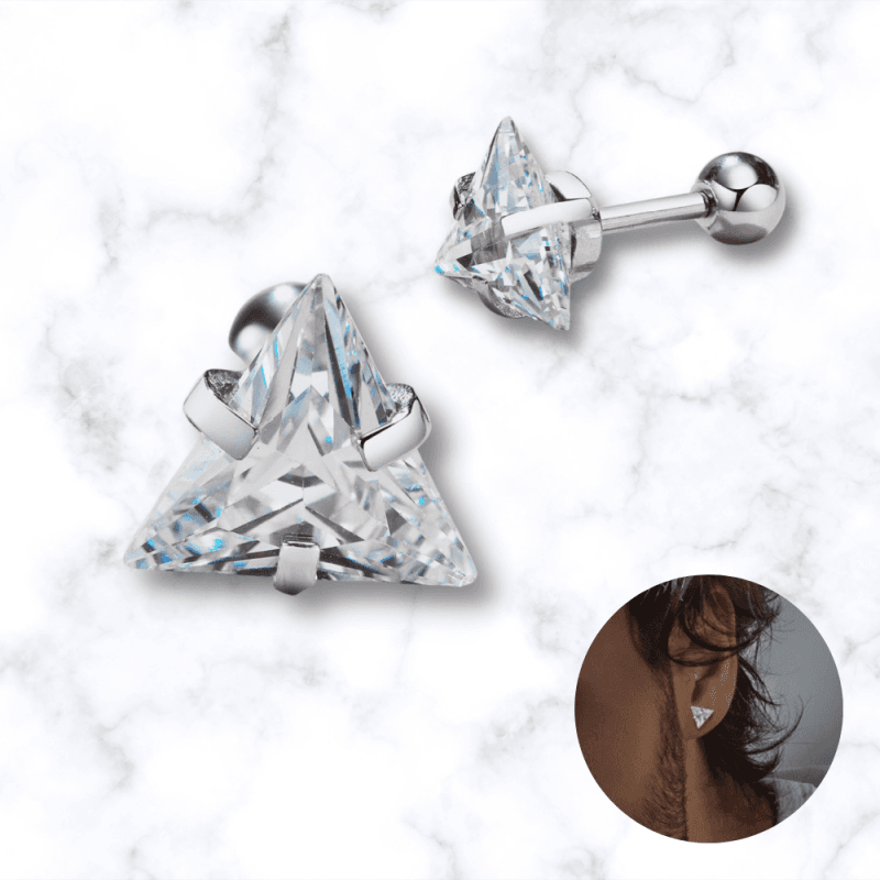 Boucle d'oreille diamant triangle pour homme