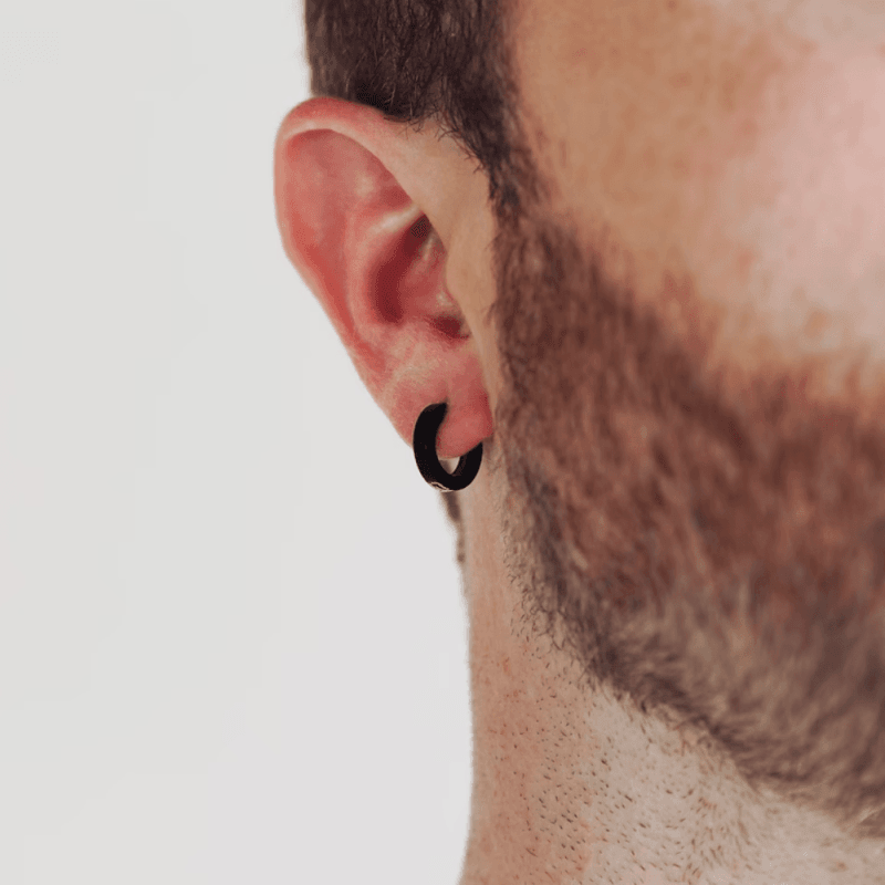 Boucle d'oreille créole noire pour homme