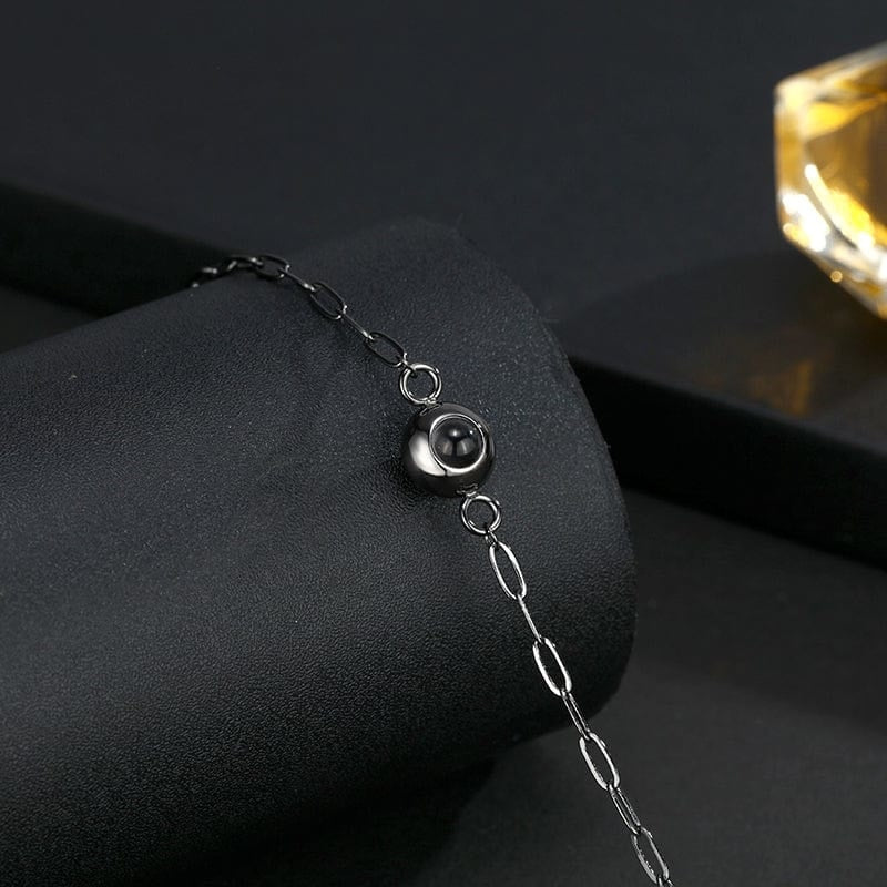 Bracelet chaîne photo personnalisé noir