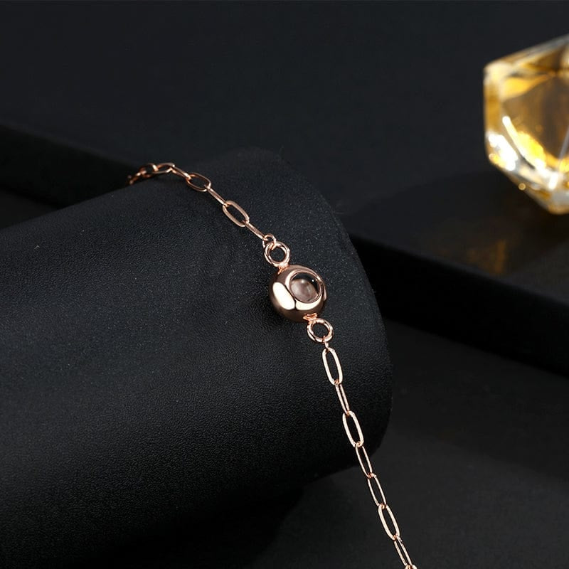 Bracelet chaîne photo personnalisé or rose