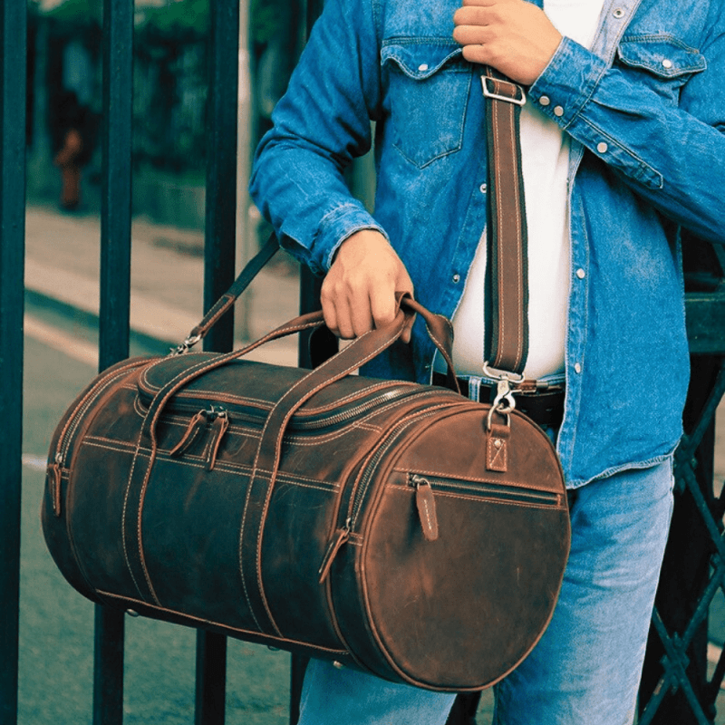 Sac de voyage en cuir vintage marron pour homme – La Boutique Des