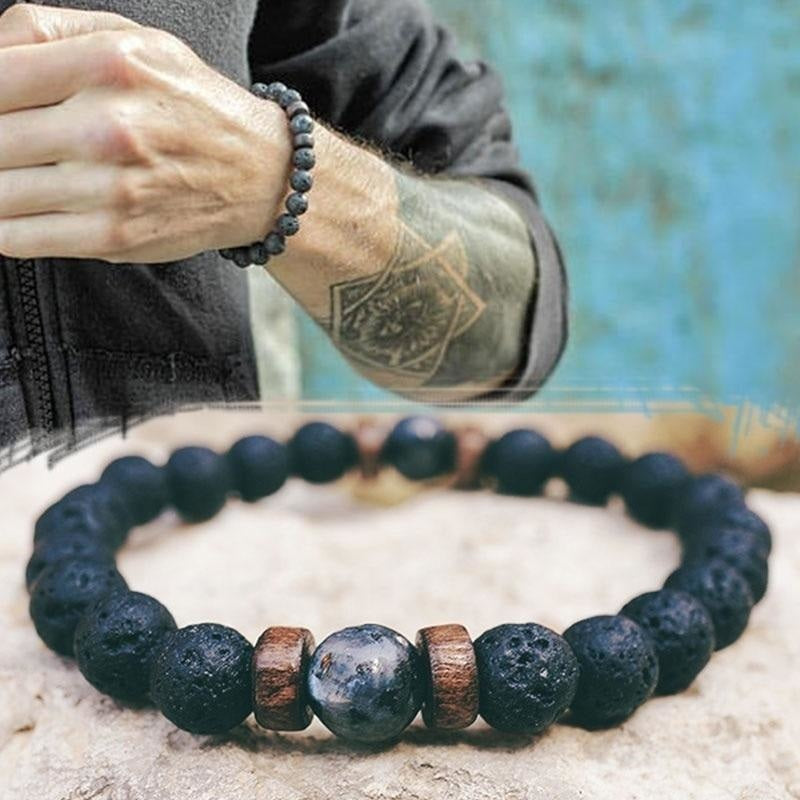 Des Finitions Exemplaires - Bracelet Homme Pierre de Lave et Pierre de Lune