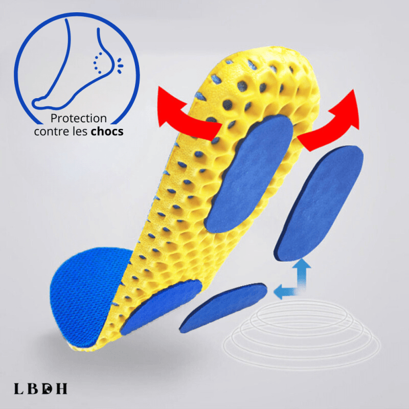Semelles de chaussure pour laisser passer la transpiration et amortir