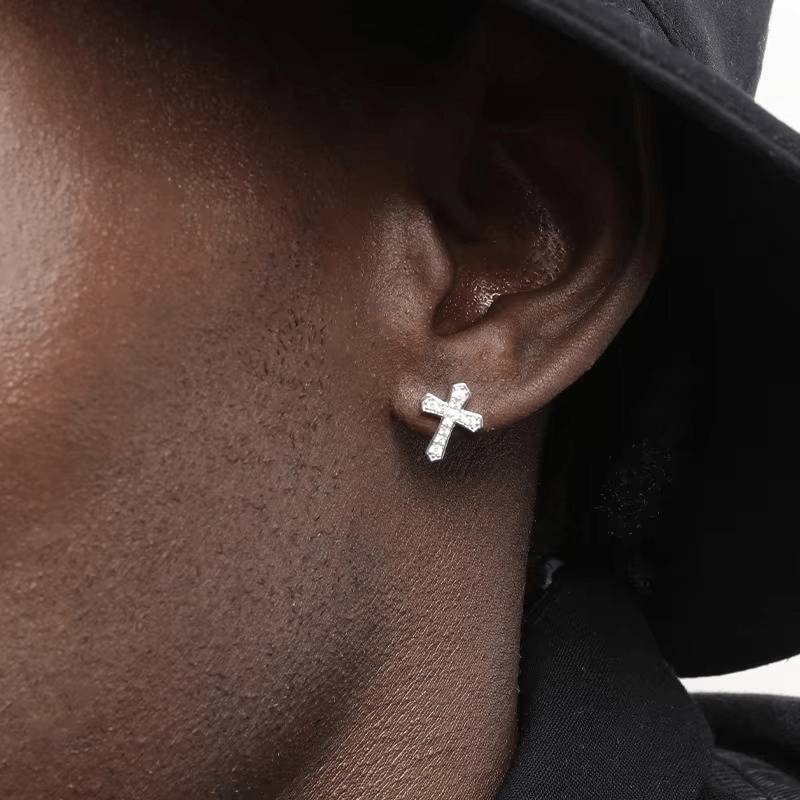 Boucle d'Oreille Homme Croix