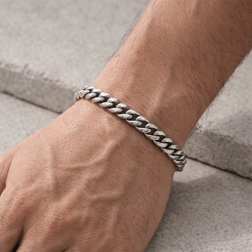 gourmette homme argent acier inoxydable bracelet maille