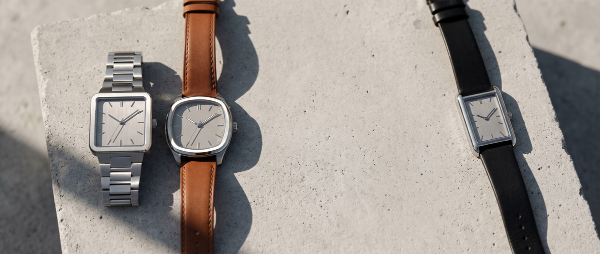 Montres carrées pour homme, boîtiers carré, coussin et rectangle