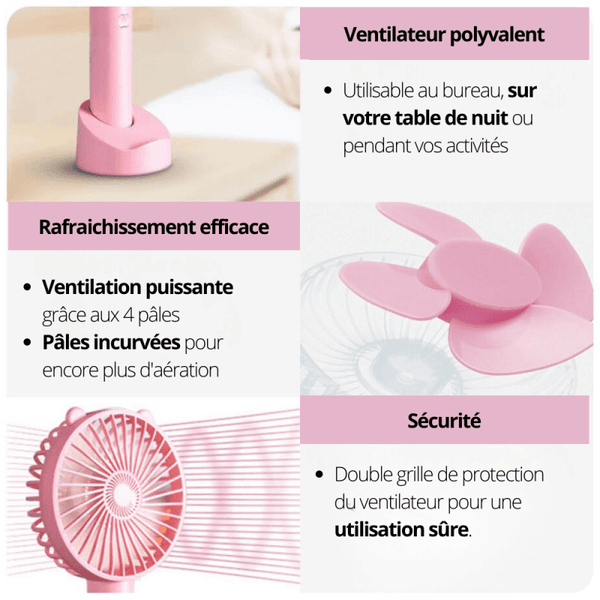 SUTOUG Mini ventilateur portatif USB de bureau petit ventilateur de table  avec 5 vitesses et batterie USB 3000mAh, ventilateur électrique pliable  pour voyage, bureau, maison (bleu) : : Informatique