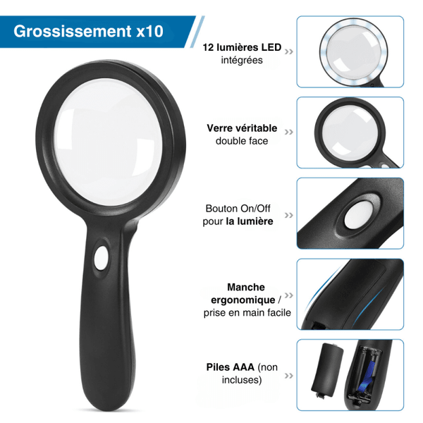 LOUPE DE LECTURE PORTABLE A LUMIÈRE LED