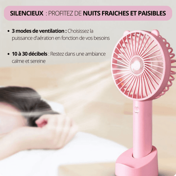 Mini Ventilateur de cou Portable Rechargeable par USB avec flux d