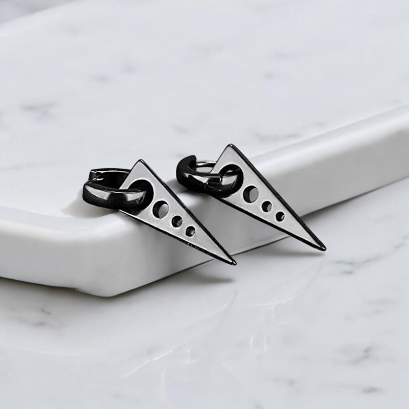 Paire de boucles d'oreilles pendantes homme en acier inoxydable noir, style moderne 