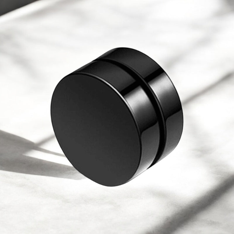 Boucle d'oreille aimant ronde pour homme noir 