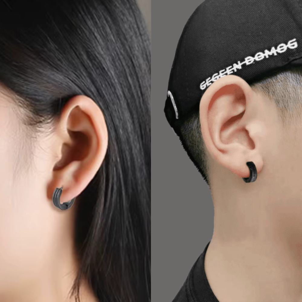 Boucle d oreille homme anneau creole petite taille argent or ou noir homme et femme