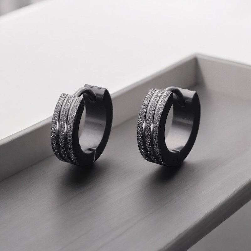 Boucle d'oreille homme anneau créole petite taille noir 