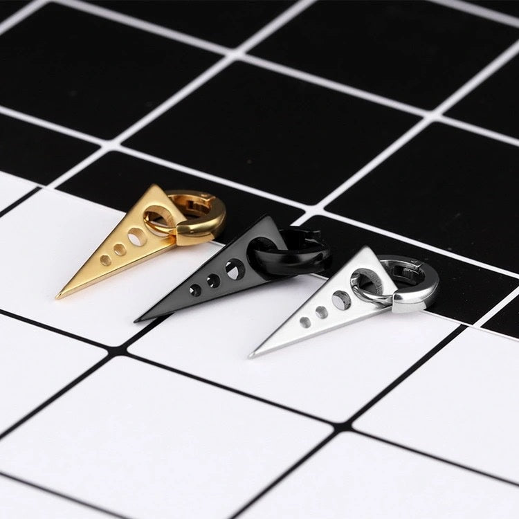 Boucles d'oreilles pendantes homme en acier inoxydable doré, noir et argent, design géométrique