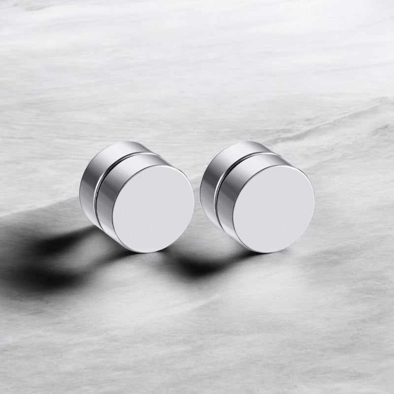 Boucle d'oreille aimant ronde argent pour homme