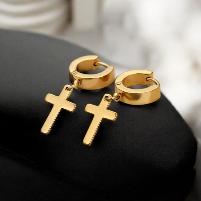 Boucles d oreilles en or croix homme 