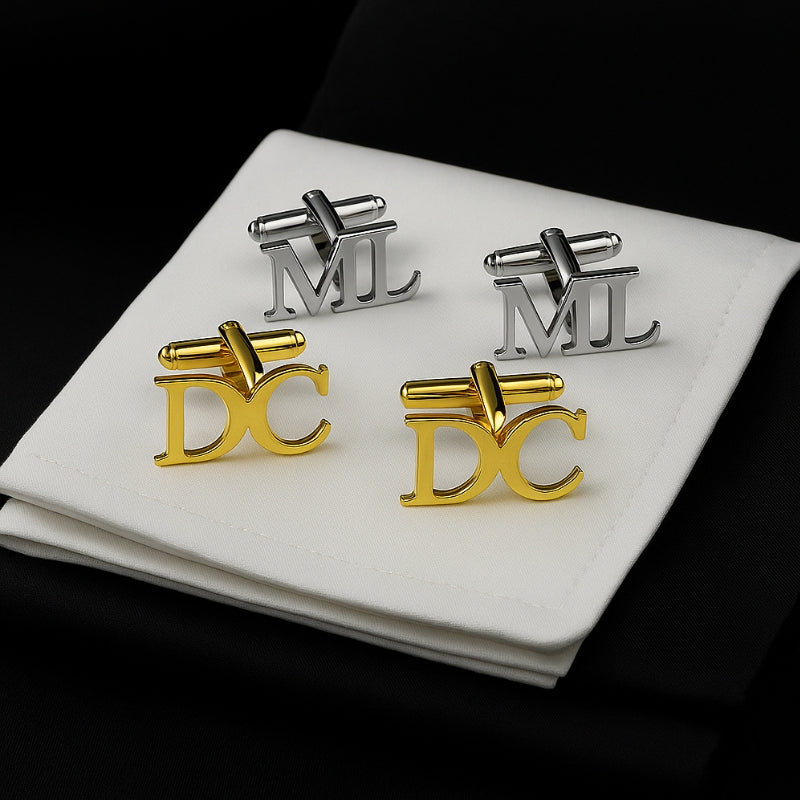 Boutons de manchette pour homme personnalisable avec initiales