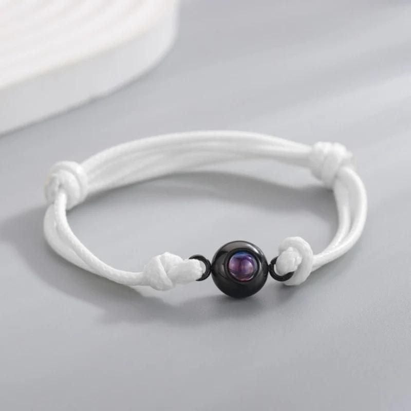 Bracelet cordon personnalisé avec photo blanc