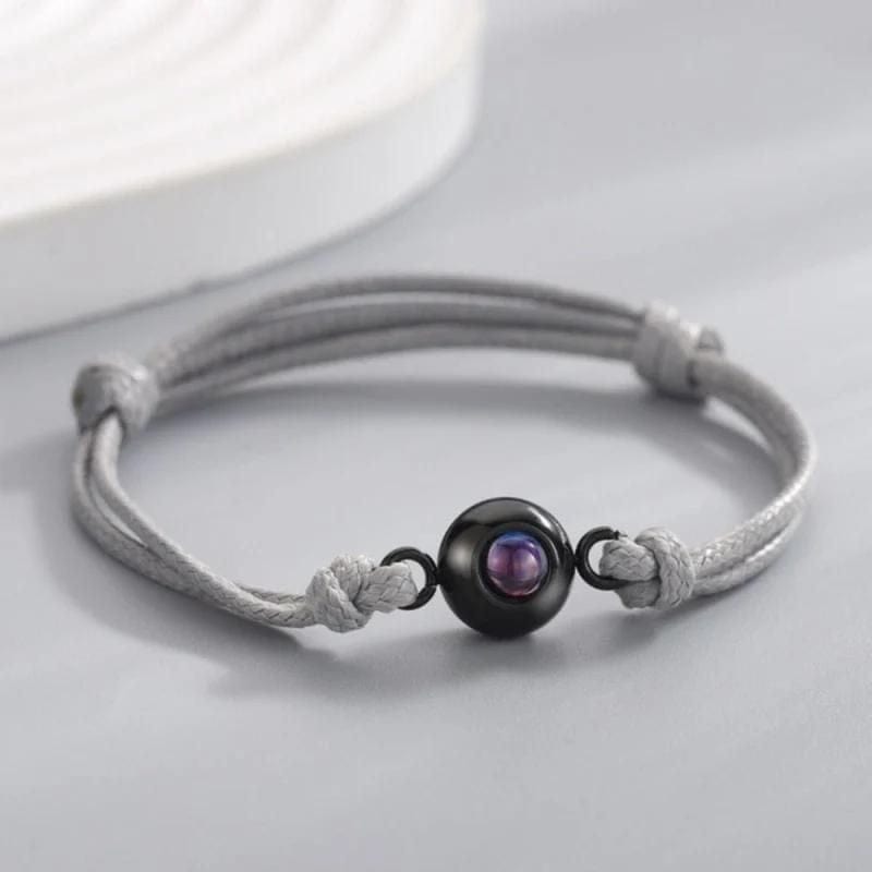 Bracelet cordon personnalisé avec photo gris
