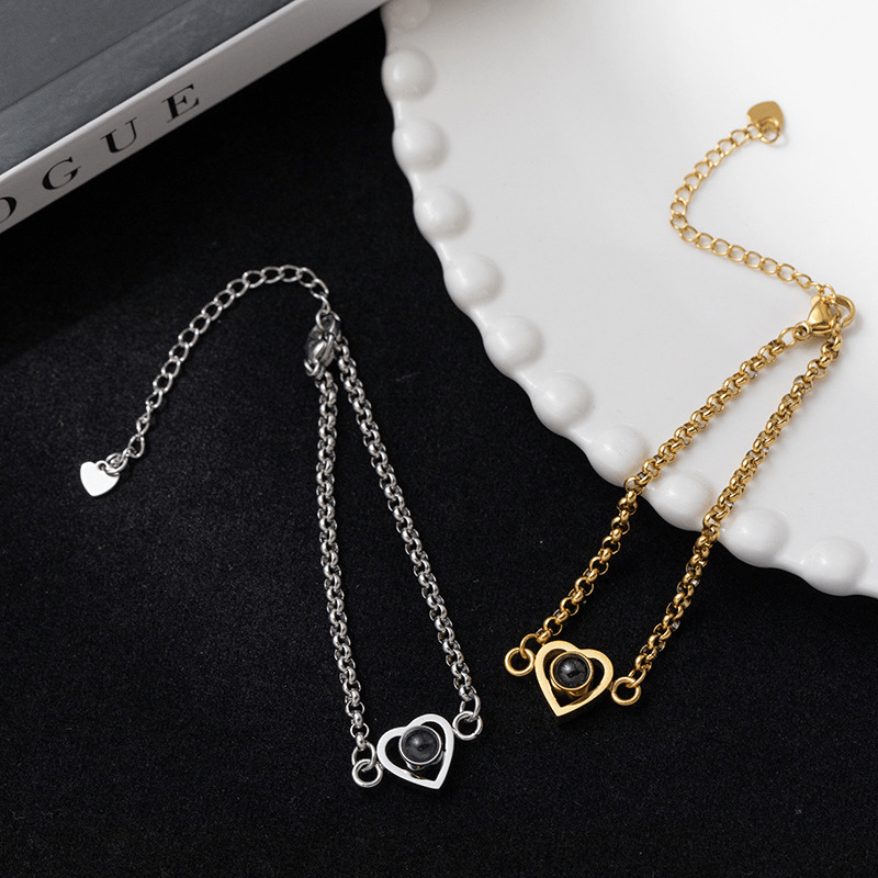 Bracelet photo cœur à personnaliser argent et or