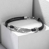 BRACELET CHEVILLE CUIR ET PLUME