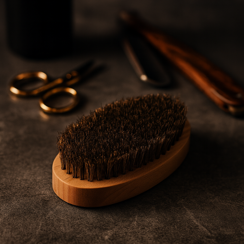 Brosse a barbe homme en poils de sanglier avec manche bois ergonomique