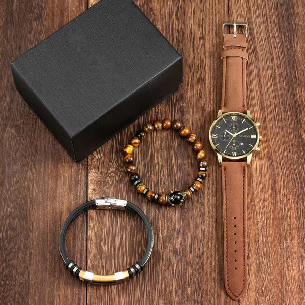 COFFRET CADEAU HOMME MONTRE ET BRACELETS