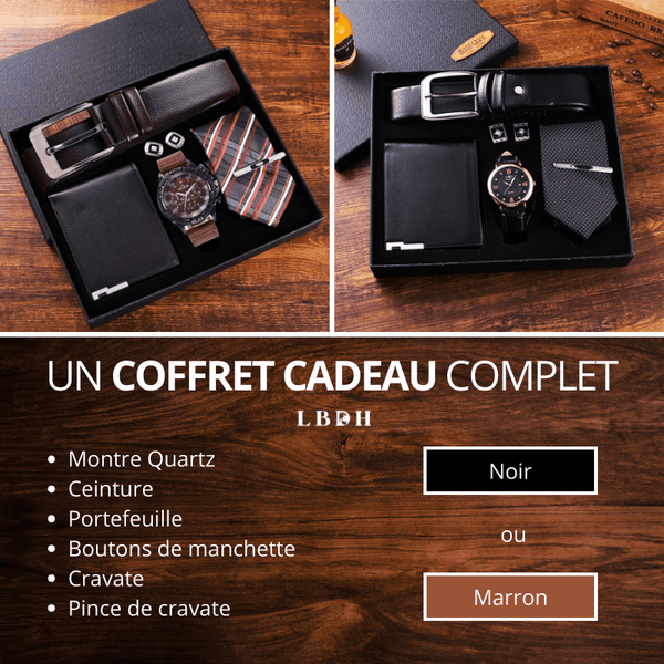 Coffret cadeau pour homme avec montre, ceinture, portefeuille, cravate et  boutons de manchette