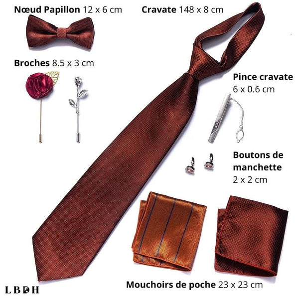 COFFRET CADEAU COSTUME CRAVATE ET NOEUD PAPILLON TERRACOTA