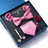 COFFRET CADEAU COSTUME CRAVATE ET NOEUD PAPILLON ROSE